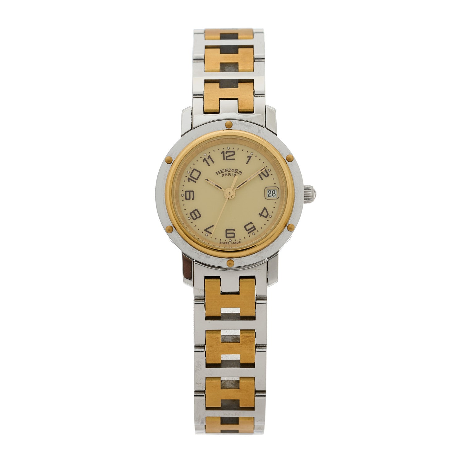 Hermes Stainless Steel 24mm Clipper Quartz Watch Gold 1 of 4