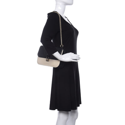 Valentino Garavani Vitello Medium Glam Lock Rockstud Flap Black Light Ivory 2 of 11