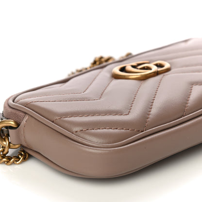 Gucci Calfskin Matelasse Mini GG Marmont Chain Crossbody Bag Porcelain Rose 7 of 7
