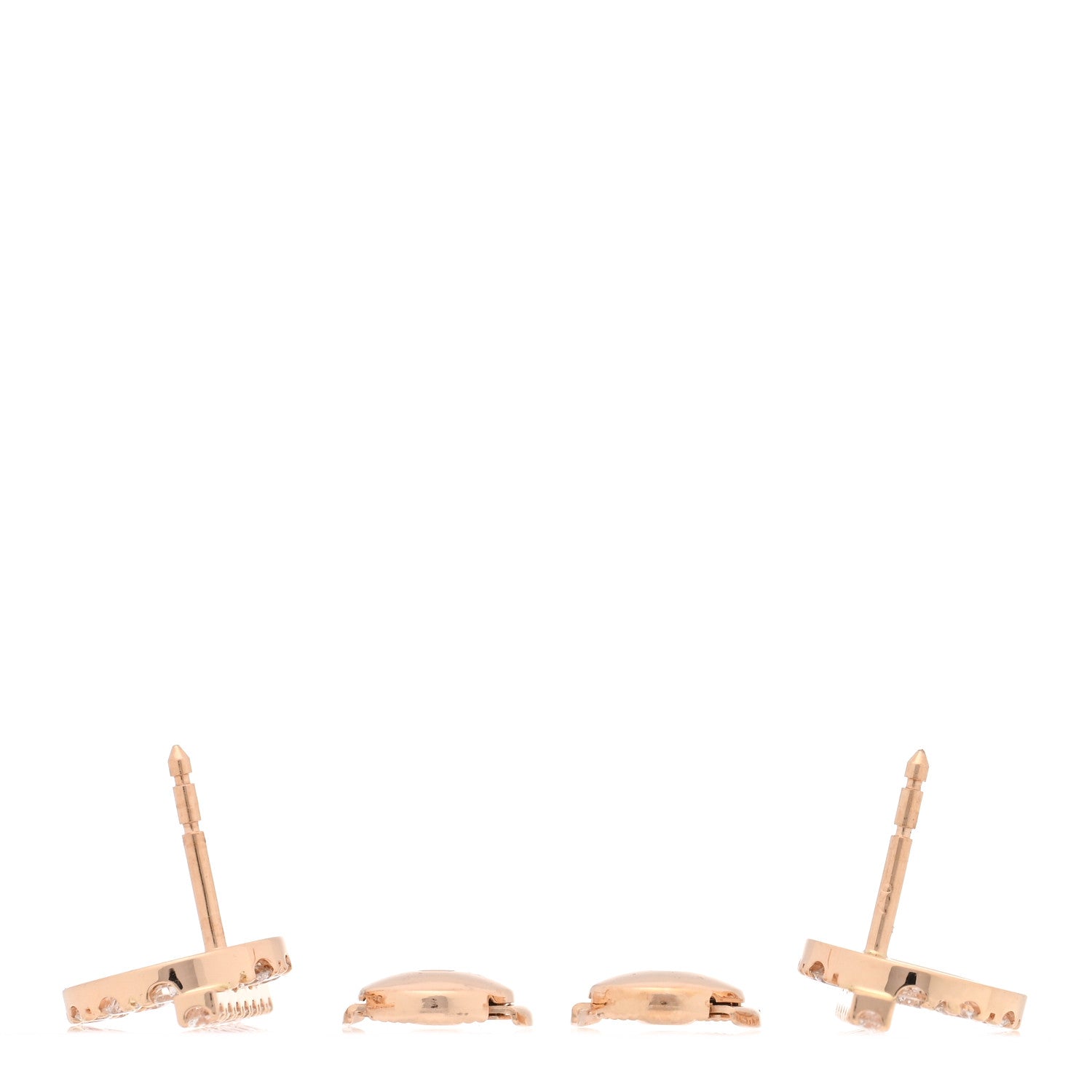 Hermes 18K Rose Gold Diamond Finesse Earrings 3 of 5