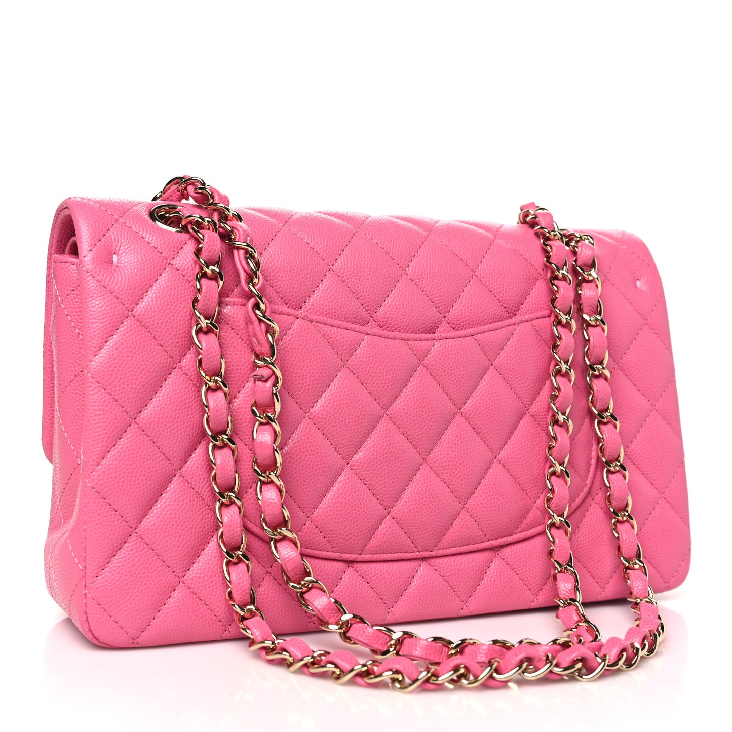 Caviar Quilted Medium Double Flap Pink