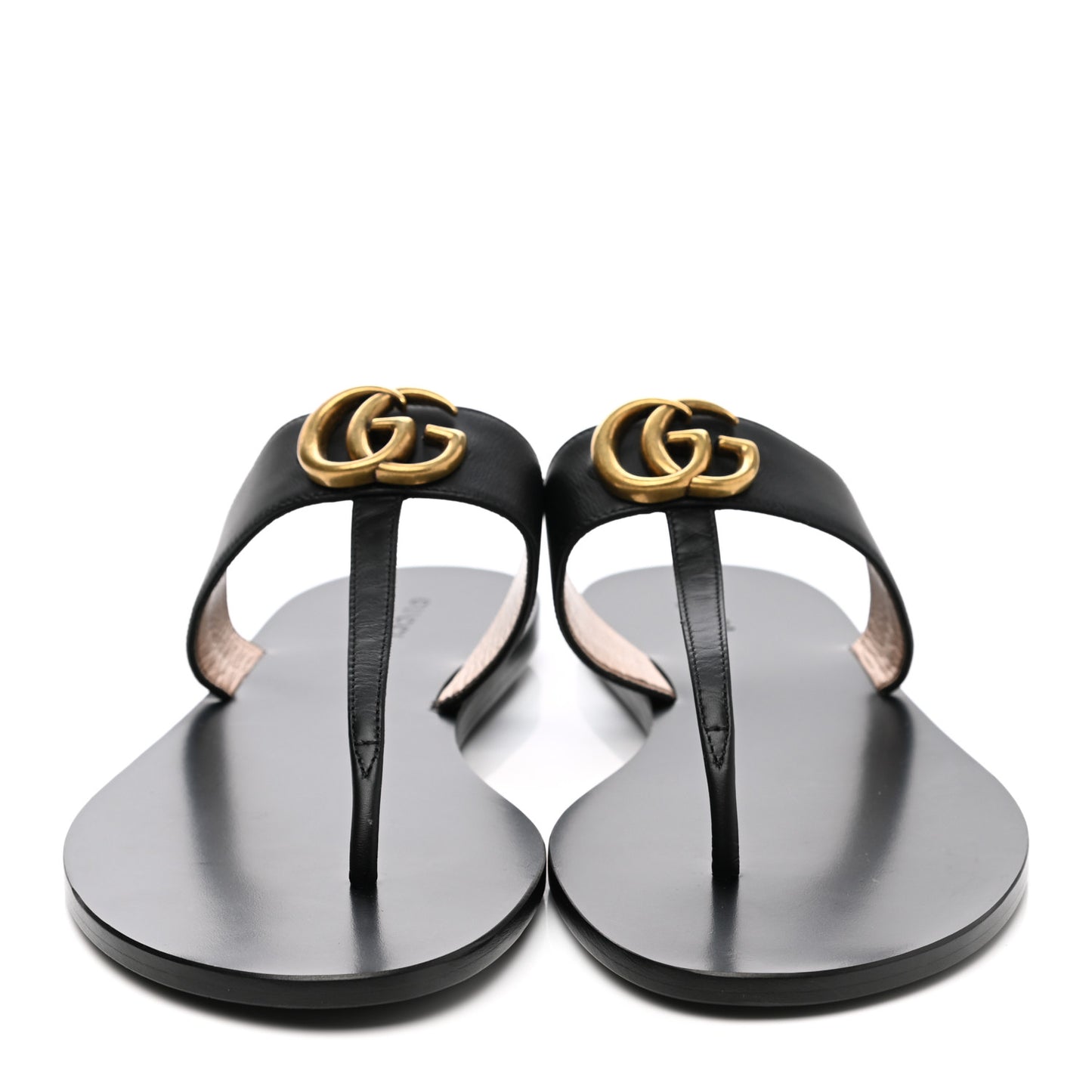 Calfskin GG Marmont Thong Sandals 42 Black