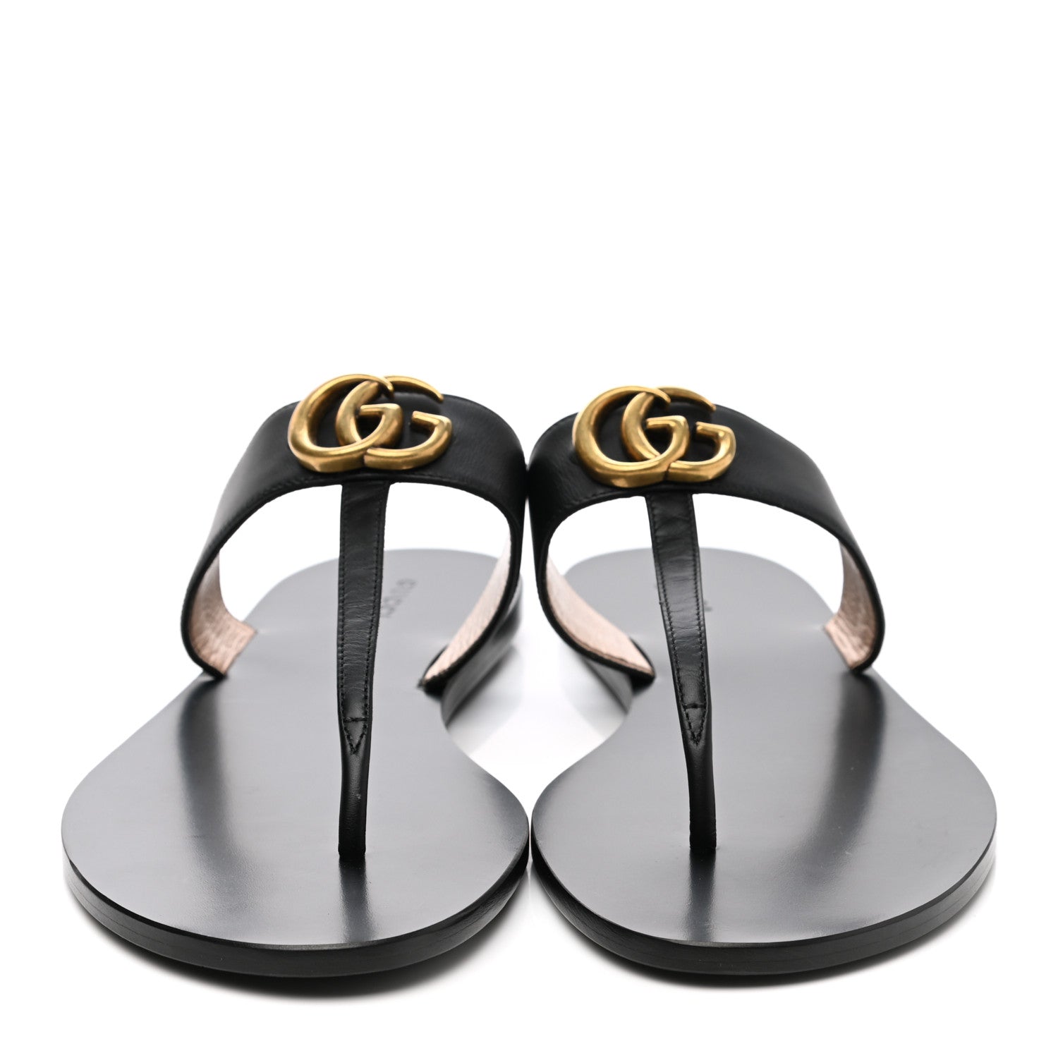 Gucci Calfskin GG Marmont Thong Sandals 42 Black 2 of 7