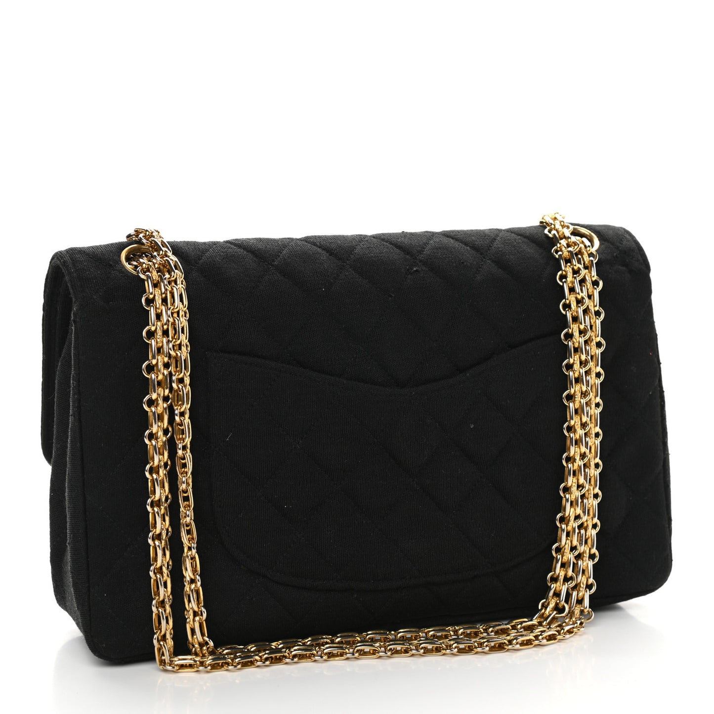 Jersey Quilted Medium Bijoux Chain Double Flap Black