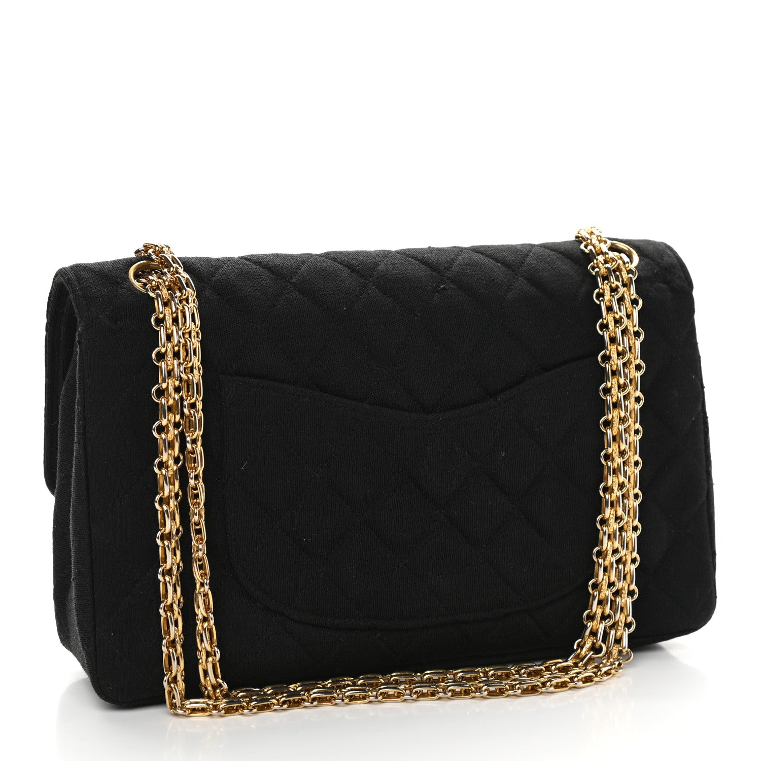 Chanel Jersey Quilted Medium Bijoux Chain Double Flap Black 3 of 14