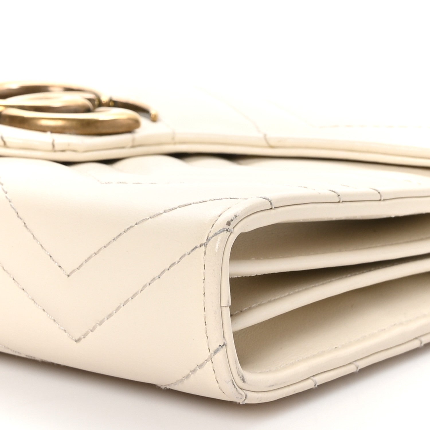 Gucci Calfskin Matelasse GG Marmont Chain Wallet Mystic White 12 of 12