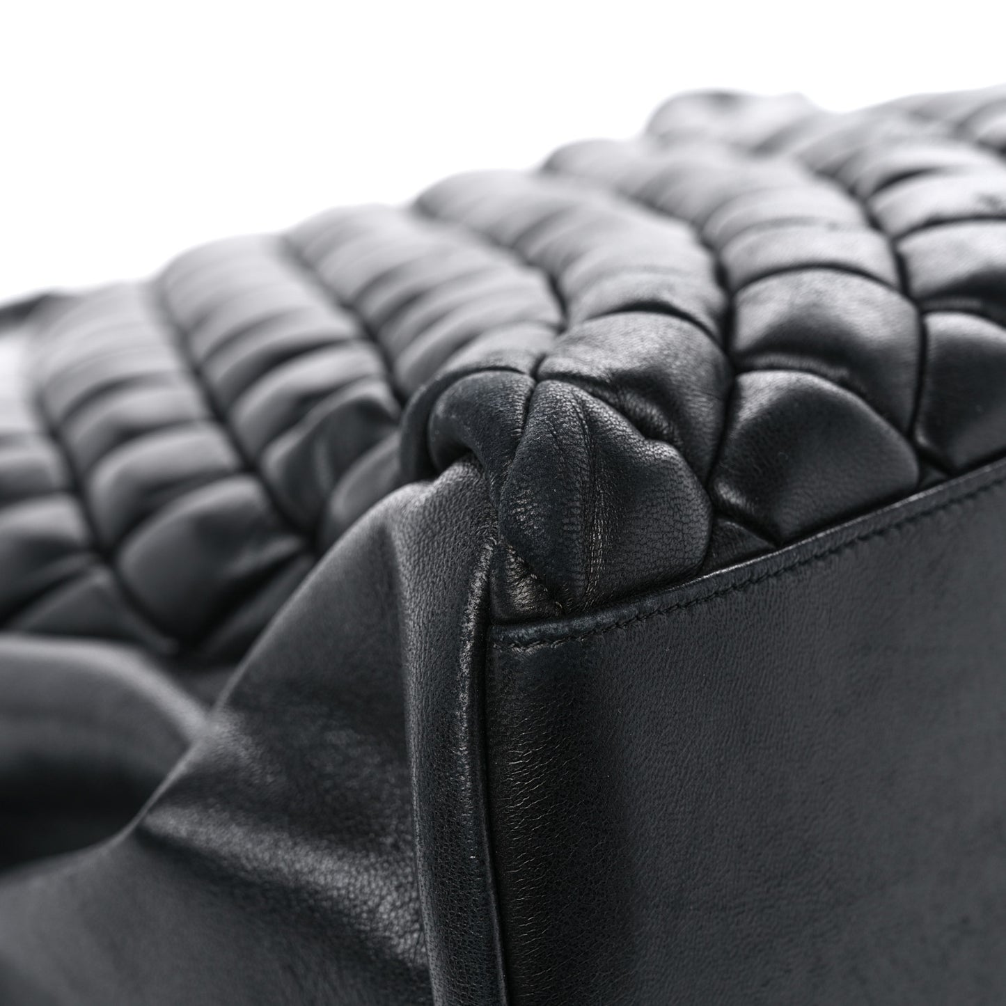 Lambskin Quilted Medium New Bubble North South Tote Black