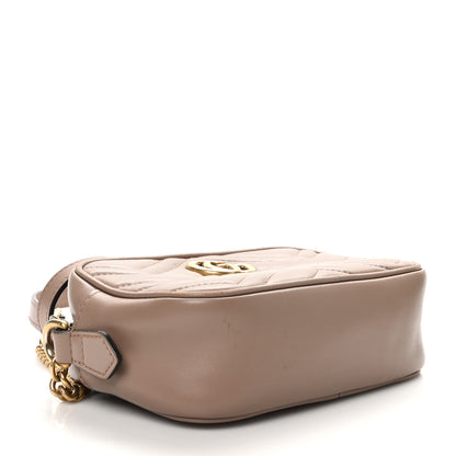 Gucci Calfskin Matelasse Mini GG Marmont Chain Shoulder Bag Nude 4 of 11