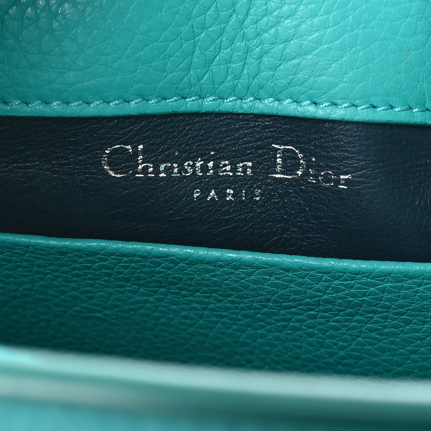 Christian Dior Grained Calfskin Small Open Bar Tote Turquoise 6 of 9