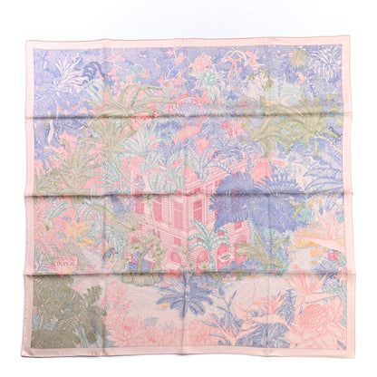 Hermes Silk Faubourg Tropical Scarf 90 Rose The Bleu Jean 1 of 6