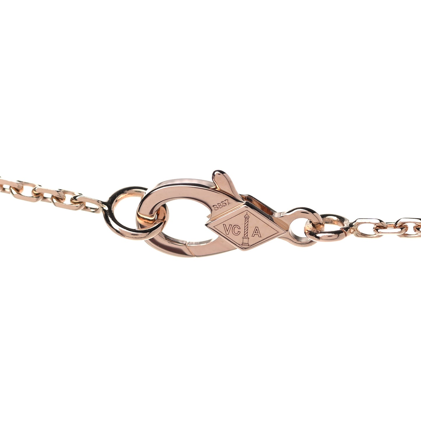 18K Rose Gold Gray Mother of Pearl Vintage Alhambra Pendant Necklace