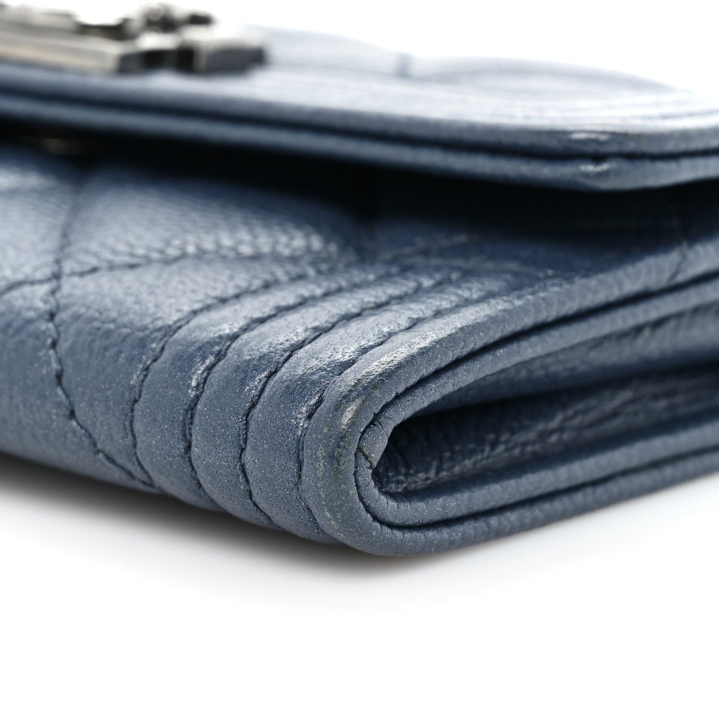 Caviar Quilted Boy Flap Card Holder Blue