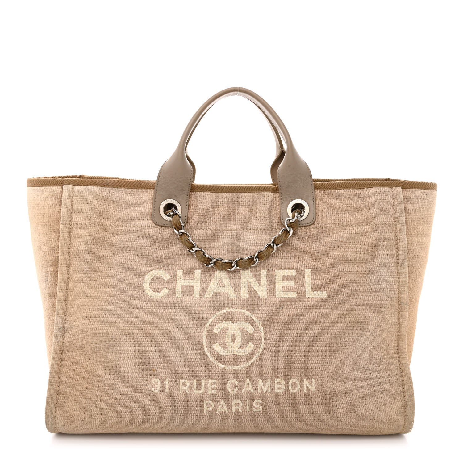Chanel Canvas Large Deauville Tote Ecru 1 of 15
