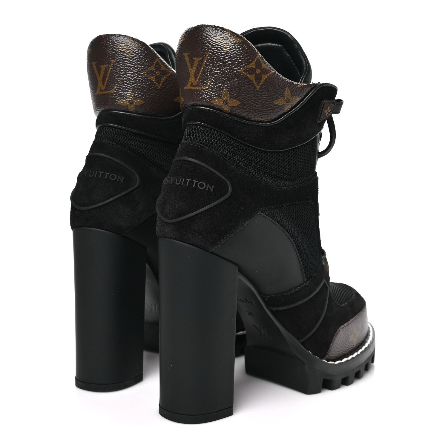 Louis Vuitton Suede Calfskin Monogram Star Trail Ankle Boots 38 Black 5 of 8