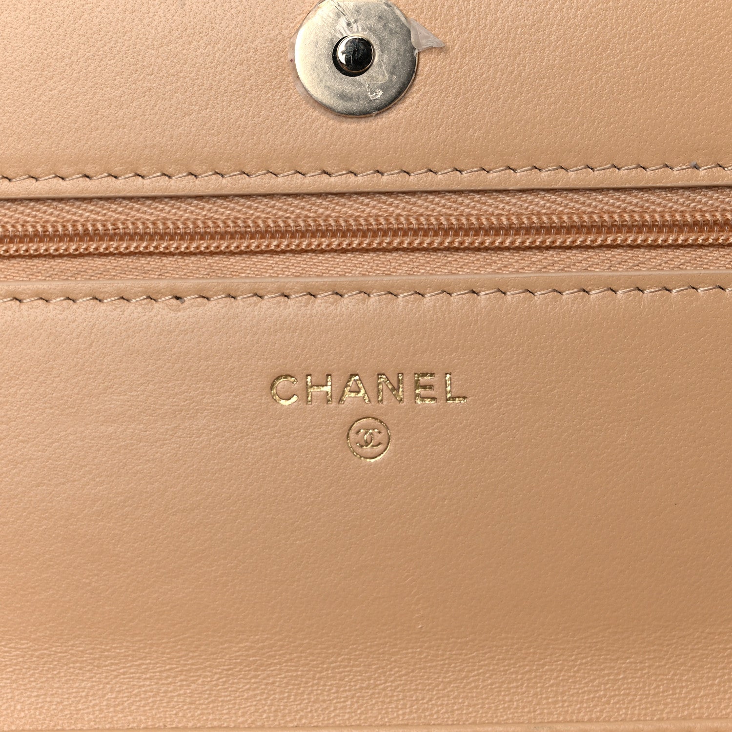 Chanel Lambskin Quilted Wallet On Chain WOC Beige Black 6 of 15