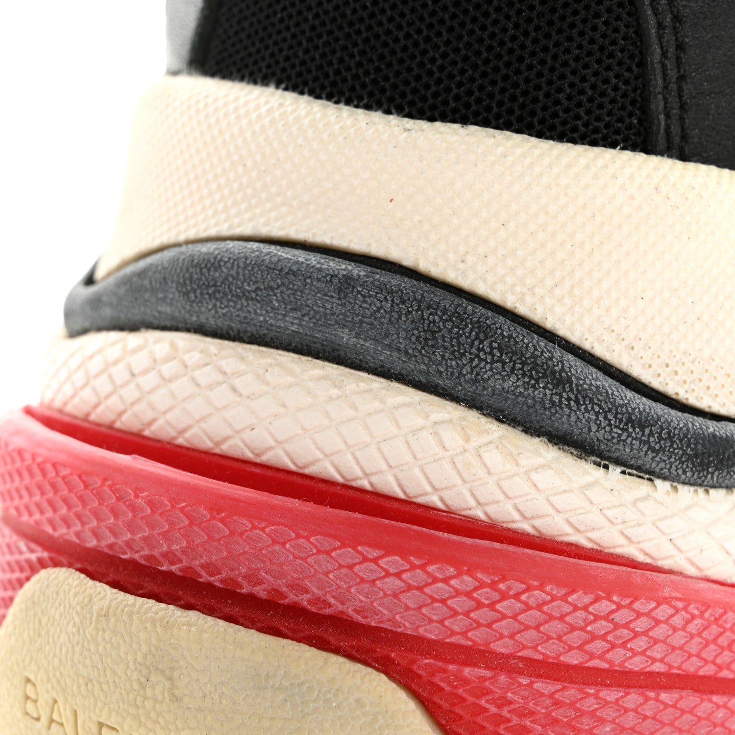 Balenciaga Fabric Mesh Washed Effect Womens Triple S Sneakers 41 Black Red 10 of 13