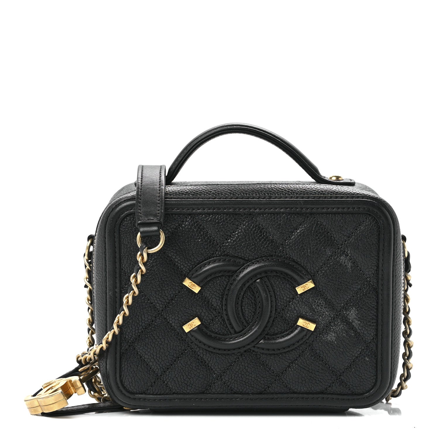 Chanel Caviar Quilted Small CC Filigree Vanity Case Black 1 of 12