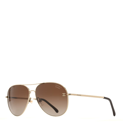 Chanel Metal Polarized CC Aviator Sunglasses 4189-T-Q Brown 1 of 6