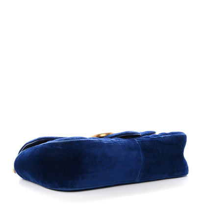 Gucci Velvet Matelasse Mini GG Marmont Shoulder Bag Cobalt Blue 4 of 10