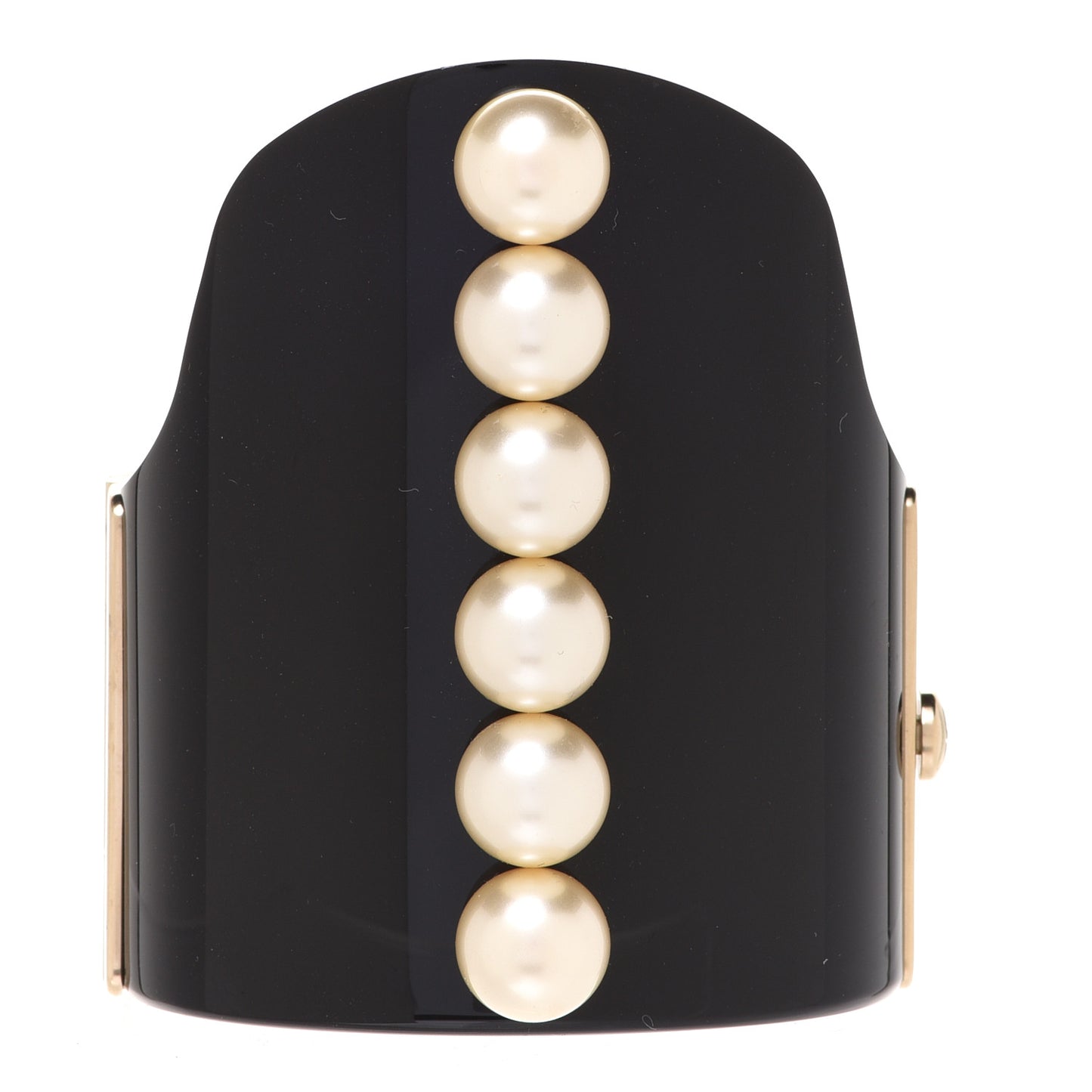 Resin Pearl CC Cuff Bracelet Black Gold
