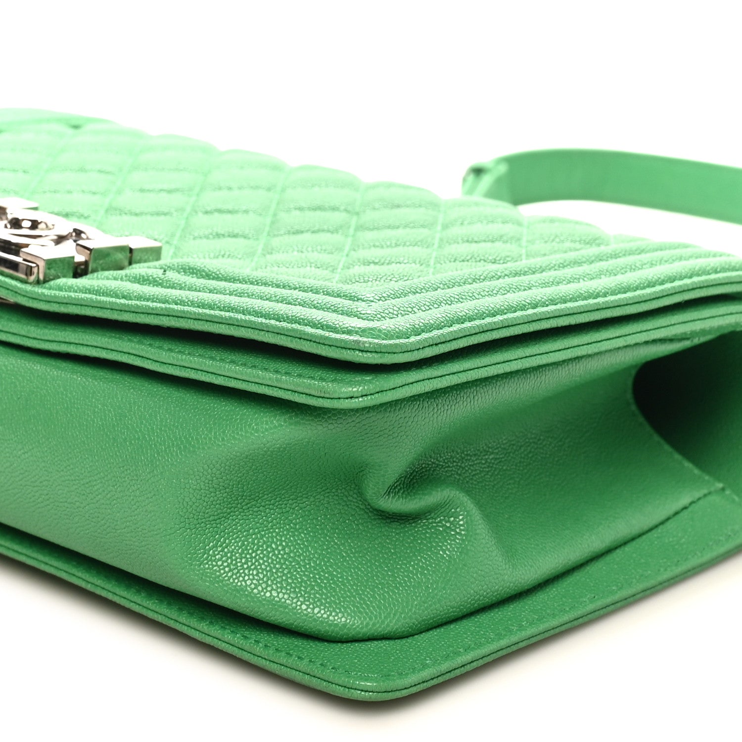 Chanel Caviar Quilted Medium Boy Flap Green 10 of 11