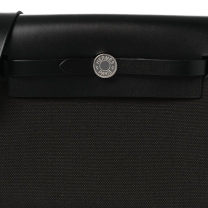 Hermes Military Toile Vache Hunter Herbag Zip Retourne 20 Vert De Gris Black 8 of 12
