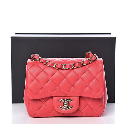 Chanel Lambskin Quilted Mini Square Flap Light Red 10 of 10
