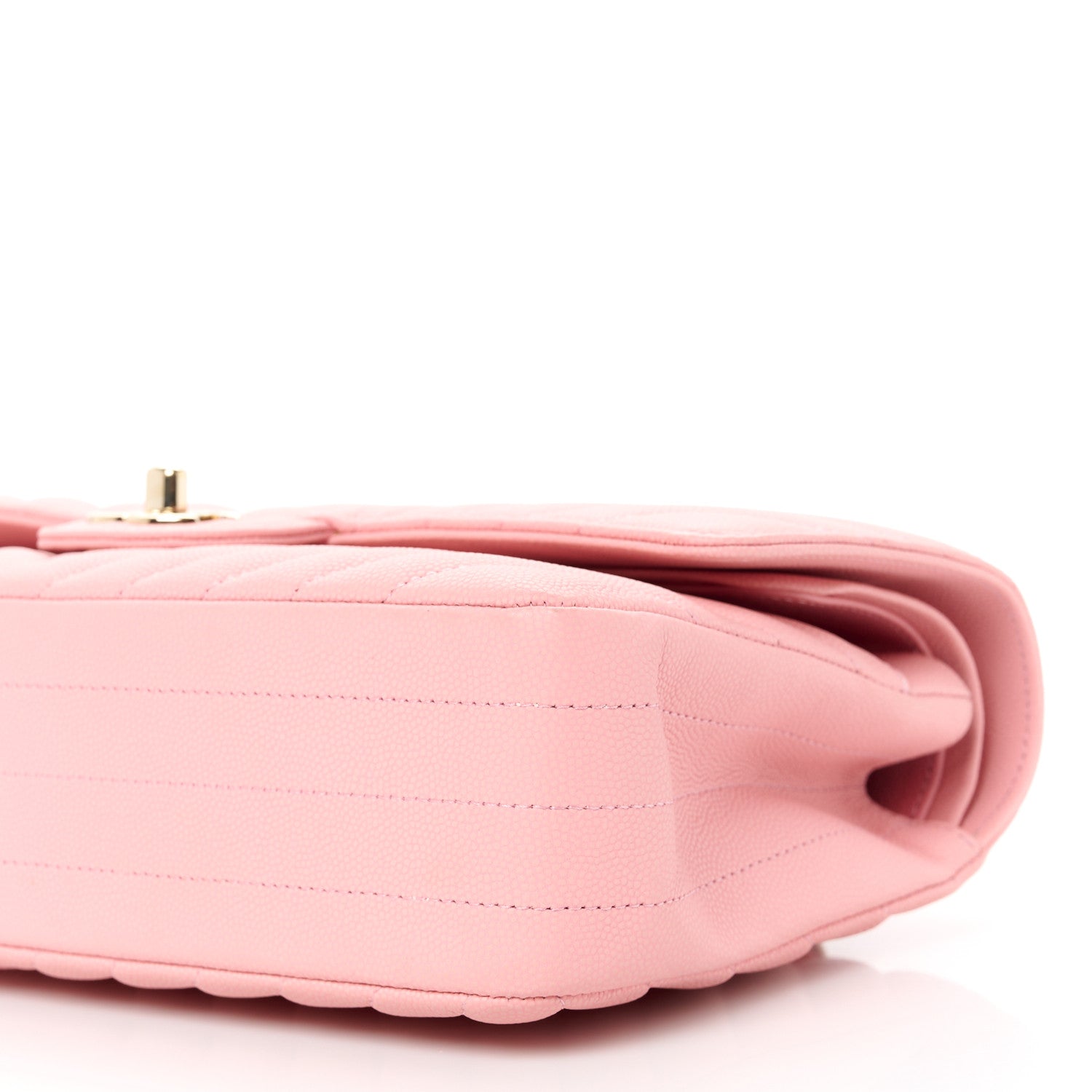 Chanel Caviar Flat Chevron Quilted Medium Double Flap Pink 10 of 11