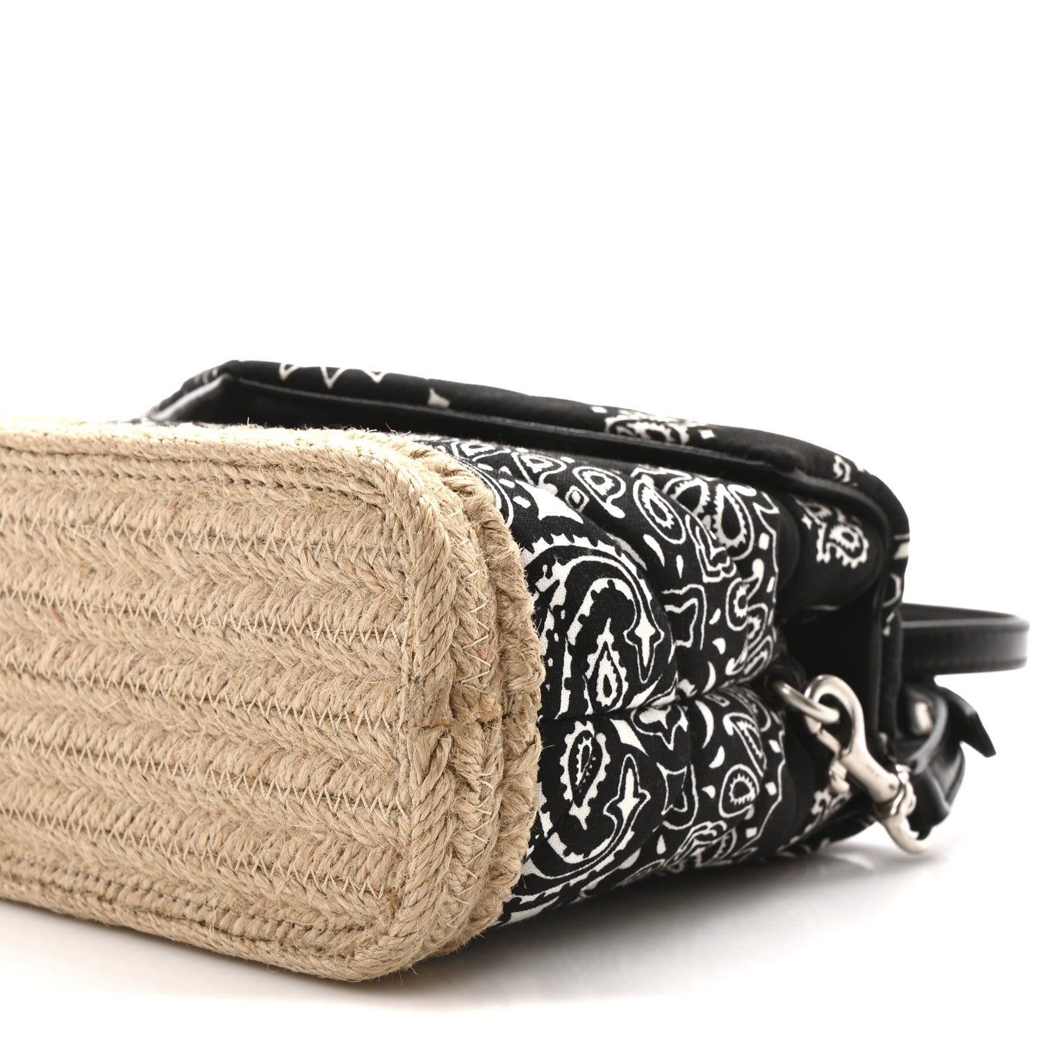 Saint Laurent Cotton Bandana Y Quilted Monogram Toy Loulou Crossbody Bag Black White 11 of 12