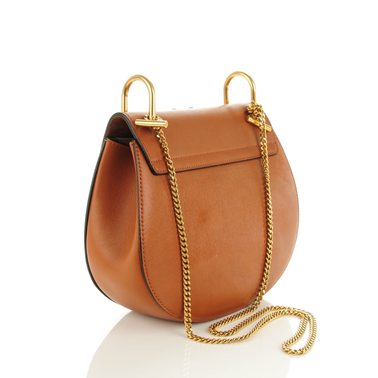 Chloe Suede Smooth Calfskin Studded Drew Shoulder Bag Caramel 3 of 7