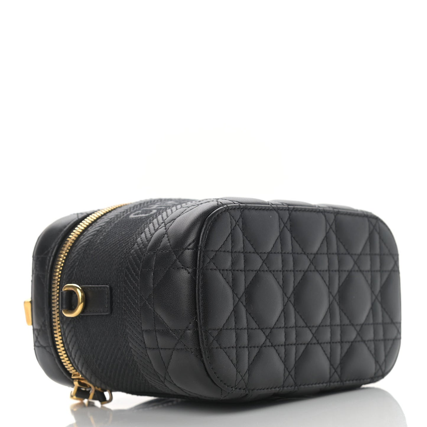 Lambskin Cannage Small Diortravel Vanity Case Black