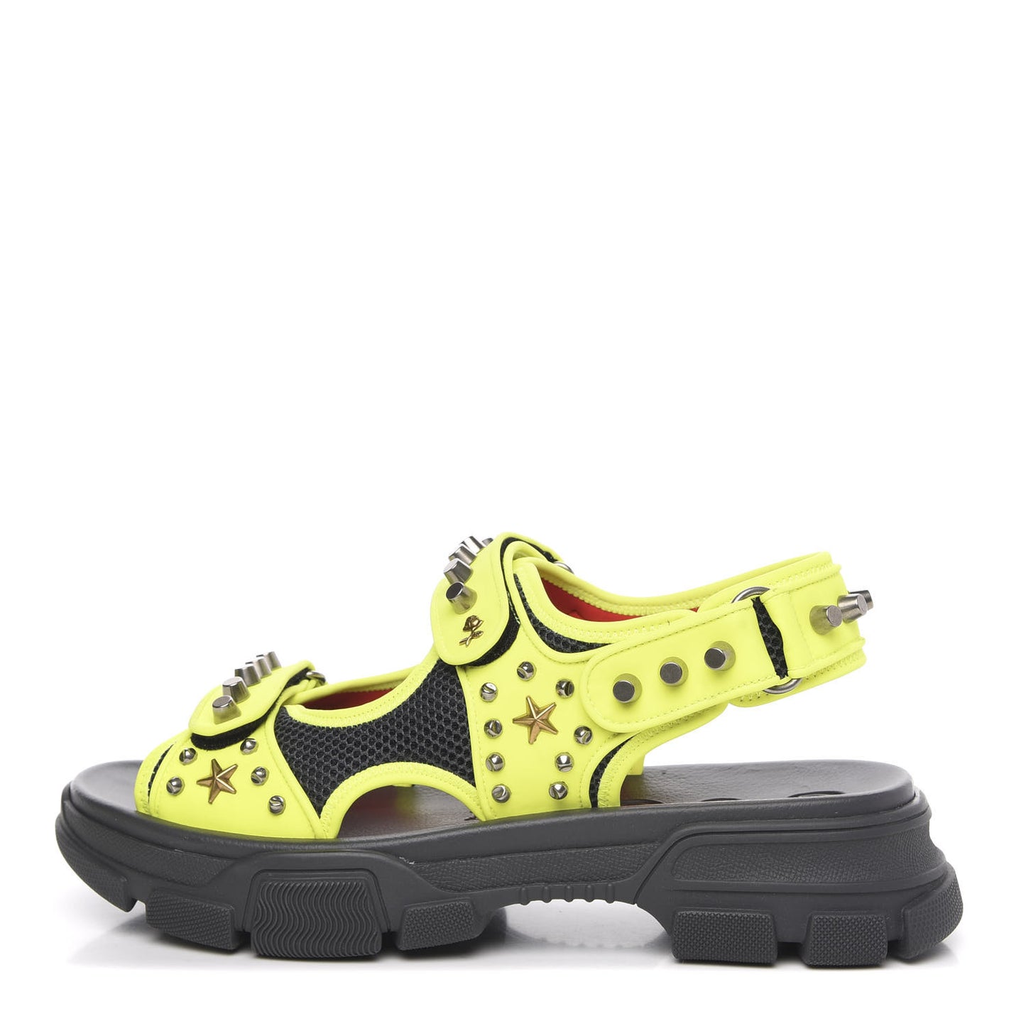 Technical Canvas Calfskin Studded Mens Aguru Sandals 11 Neon Yellow