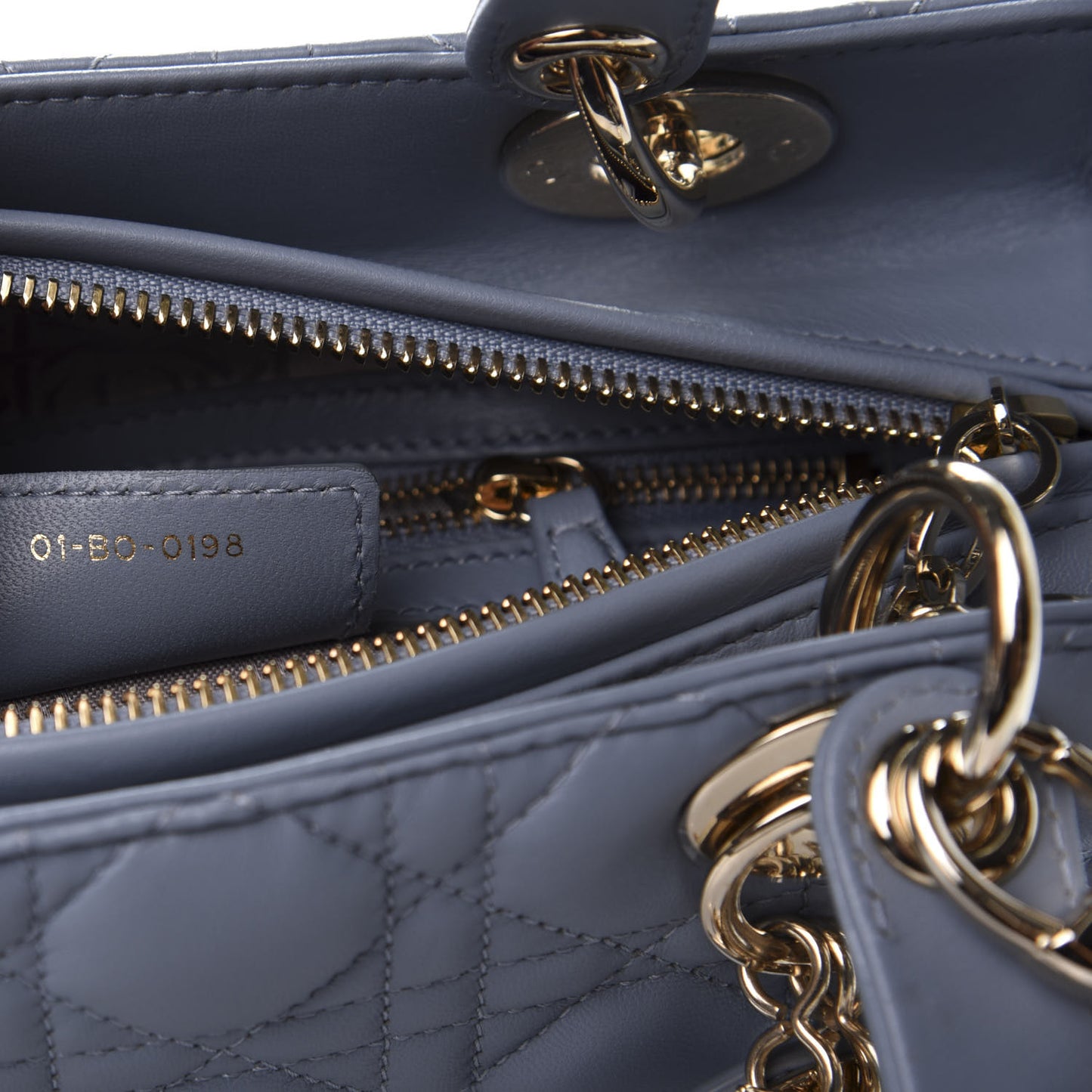 Lambskin Cannage Medium Lady Dior Blue