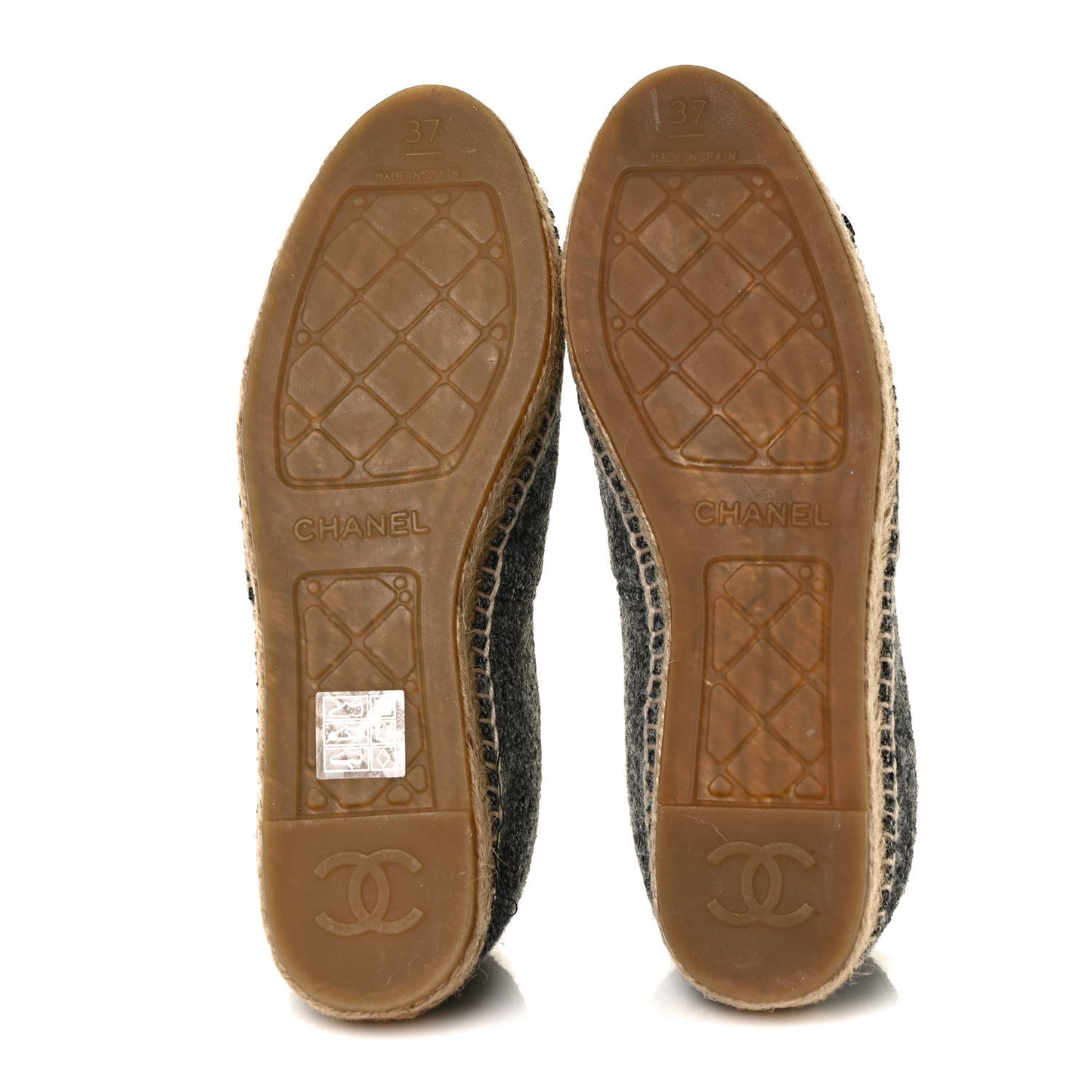 Tweed Velvet CC Espadrilles 37 Grey Black