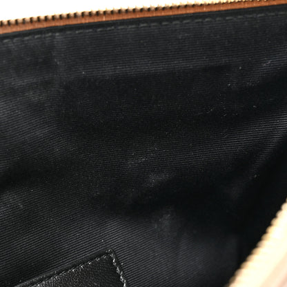 Saint Laurent Grain De Poudre Chevron Monogram Large Bill Pouch Dark Beige 9 of 10