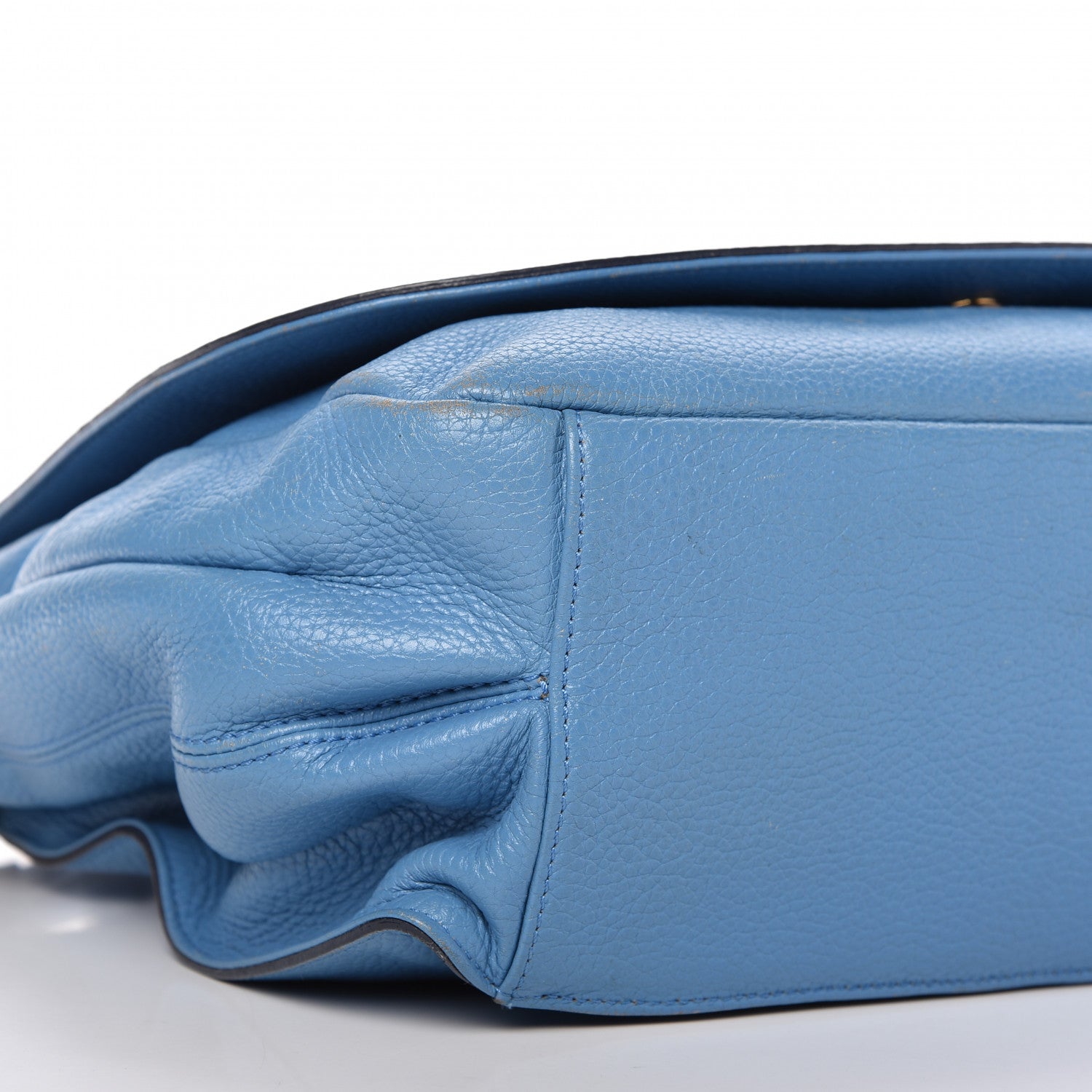 MCM Calfskin Studded Shoulder Bag Blue 7 of 12