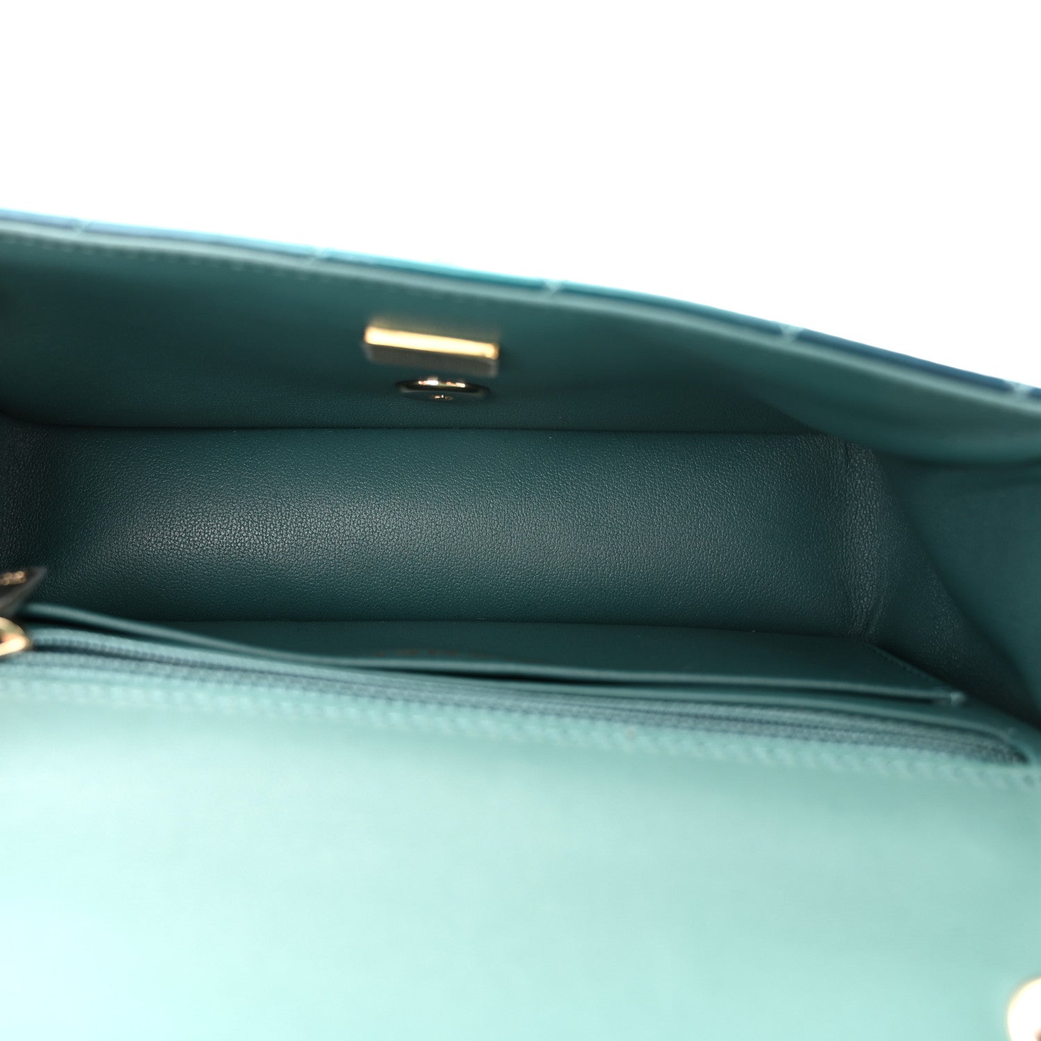 Chanel Shaded Patent Calfskin Quilted Mini Rectangular Flap Green Blue 5 of 11