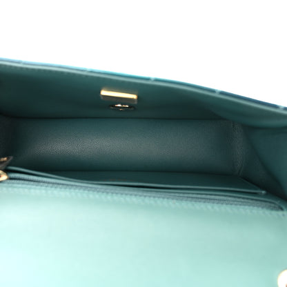 Chanel Shaded Patent Calfskin Quilted Mini Rectangular Flap Green Blue 5 of 11