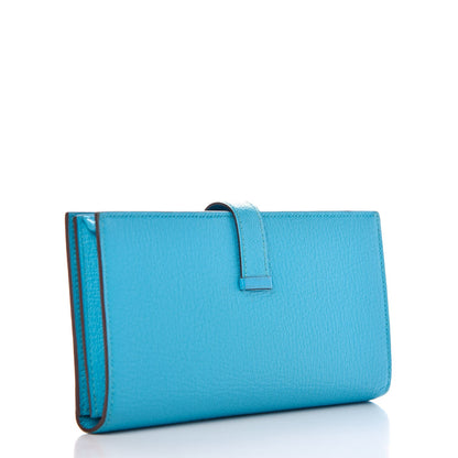 Hermes Chevre Mysore Bearn Gusset Wallet Bleu Azteque 3 of 8