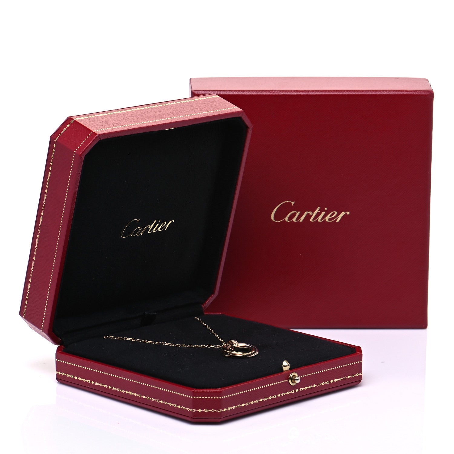Cartier 18K Pink White Yellow Gold Diamond Trinity Pendant Necklace 7 of 7