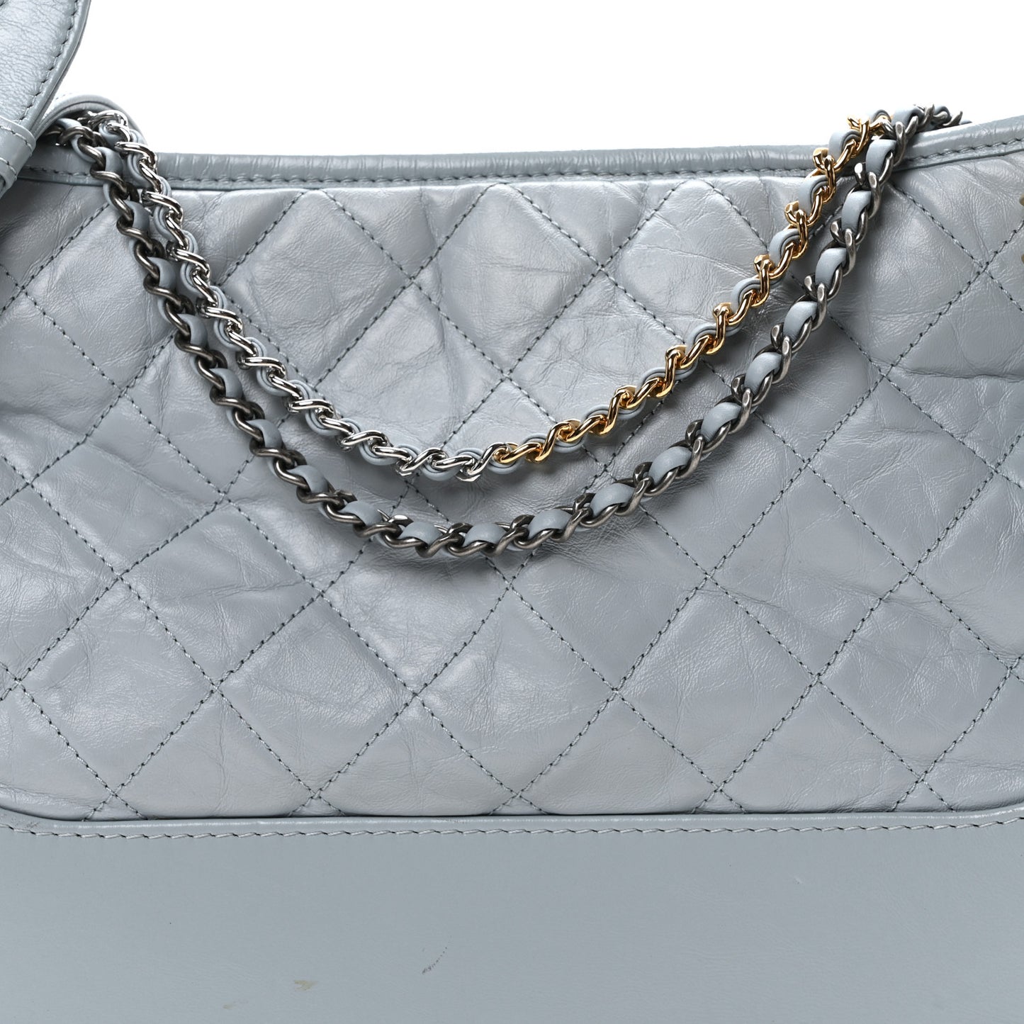 Aged Calfskin Quilted Medium Gabrielle Hobo Light Blue