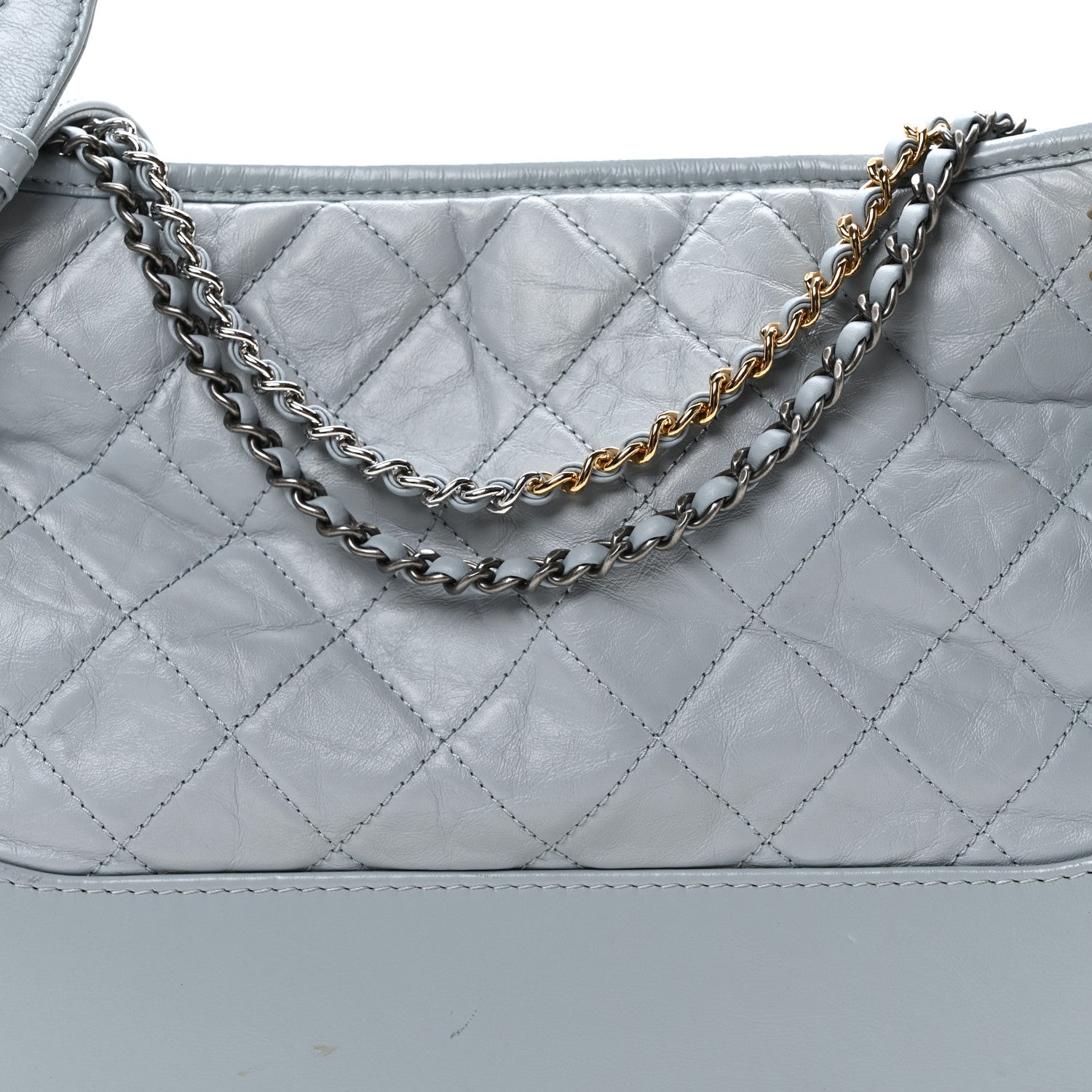 Chanel Aged Calfskin Quilted Medium Gabrielle Hobo Light Blue 8 of 10