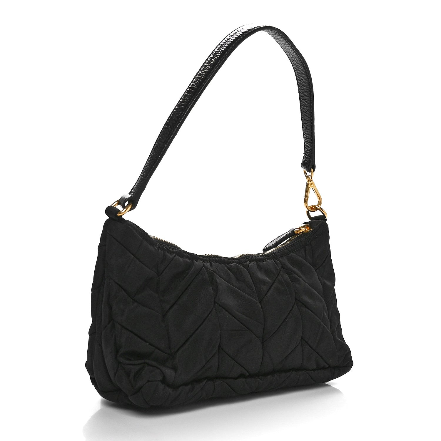 Prada Tessuto Nylon Chevron Quilted Shoulder Bag Black 3 of 9