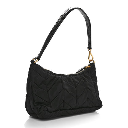 Prada Tessuto Nylon Chevron Quilted Shoulder Bag Black 3 of 9