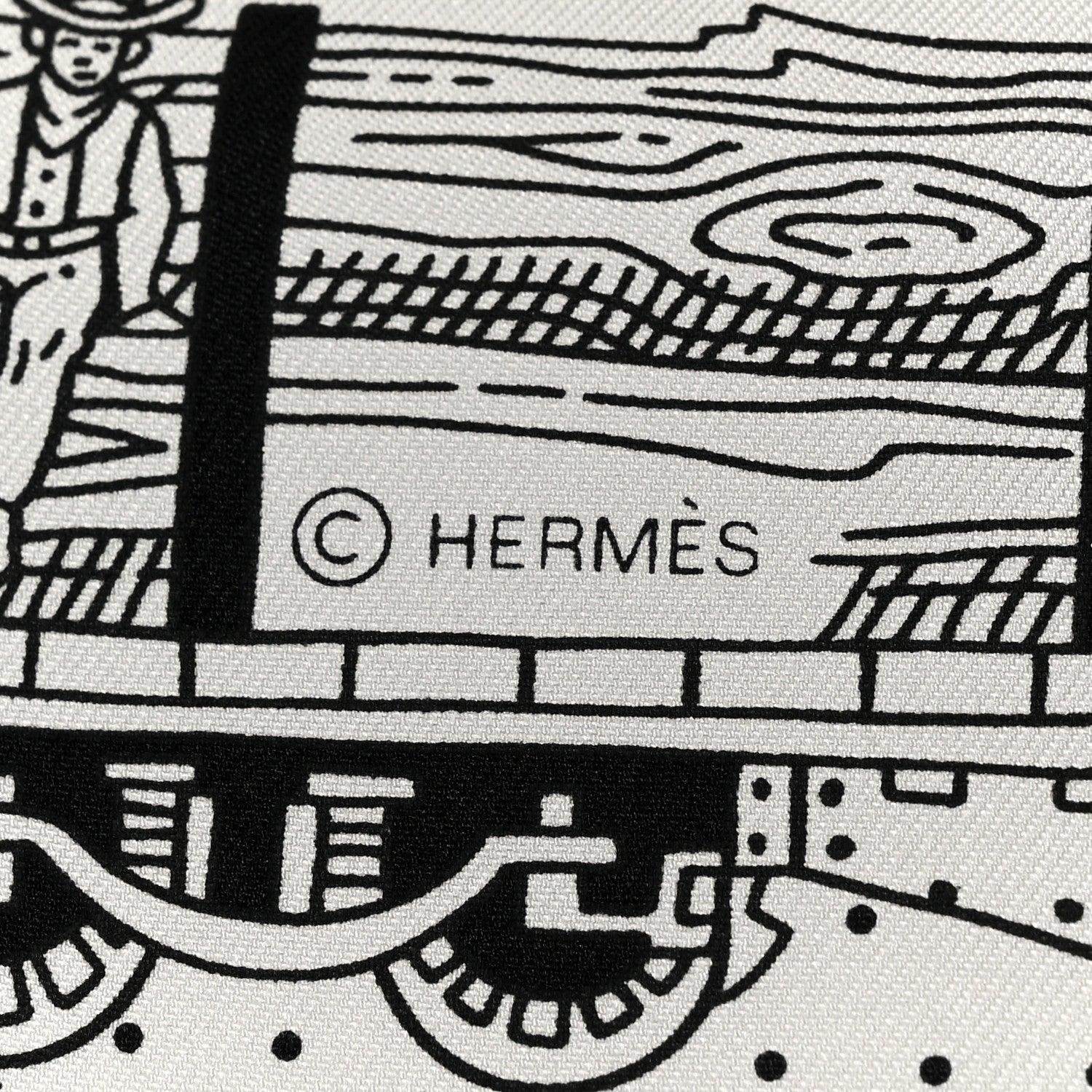 Hermes Silk All Aboard Bandana Scarf 55 White Black Orange 2 of 3