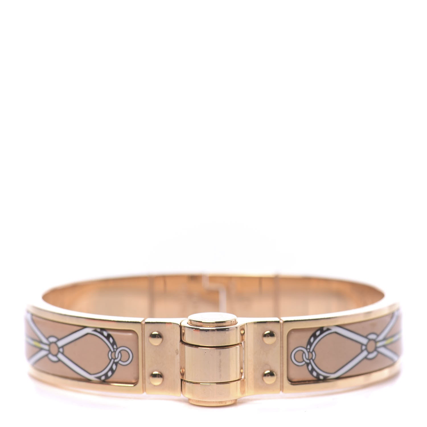 Hermes Enamel Printed Narrow Charniere Cuirs Marins Hinged Bracelet M 1 of 5