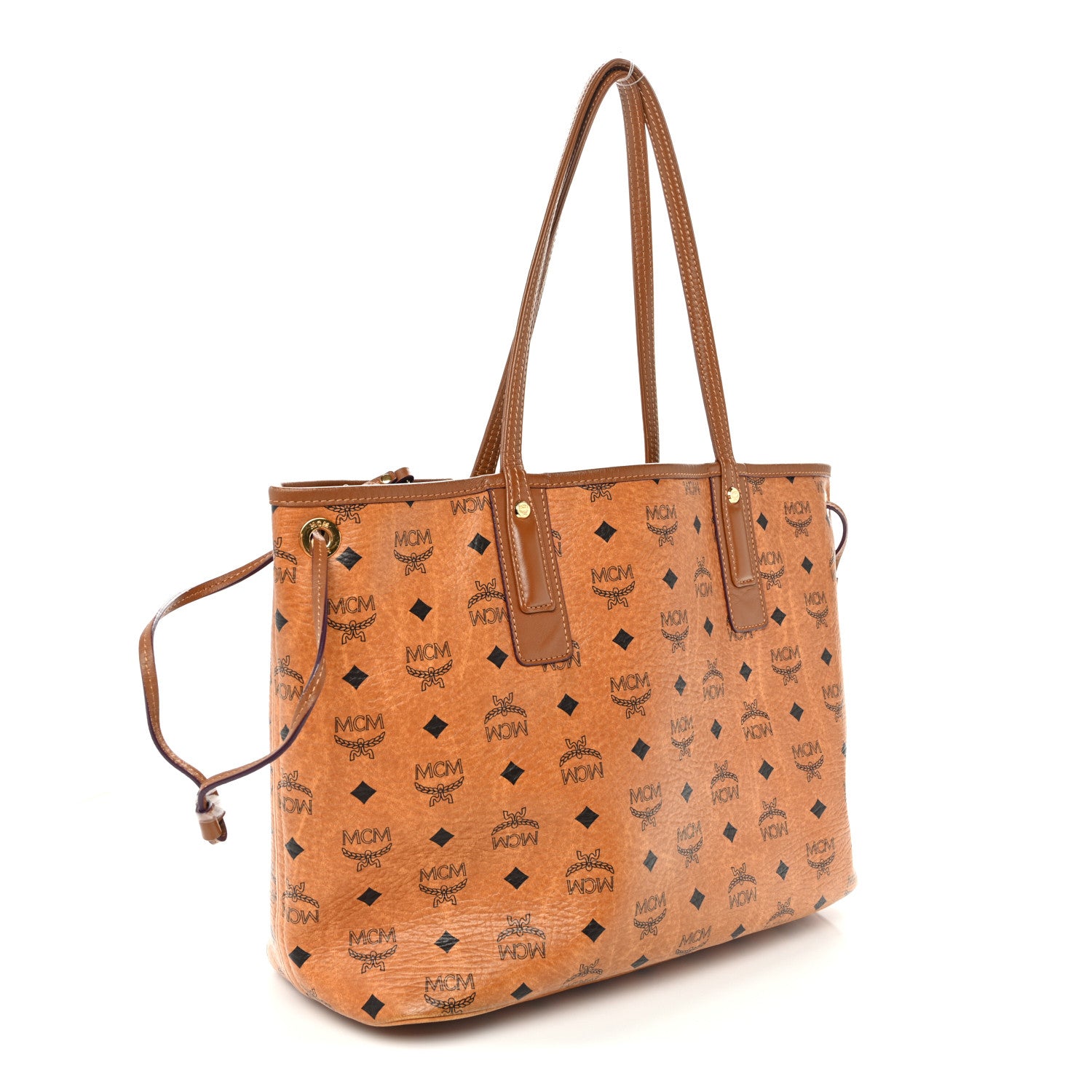 MCM Visetos Medium Liz Reversible Shopper Tote Cognac 5 of 16