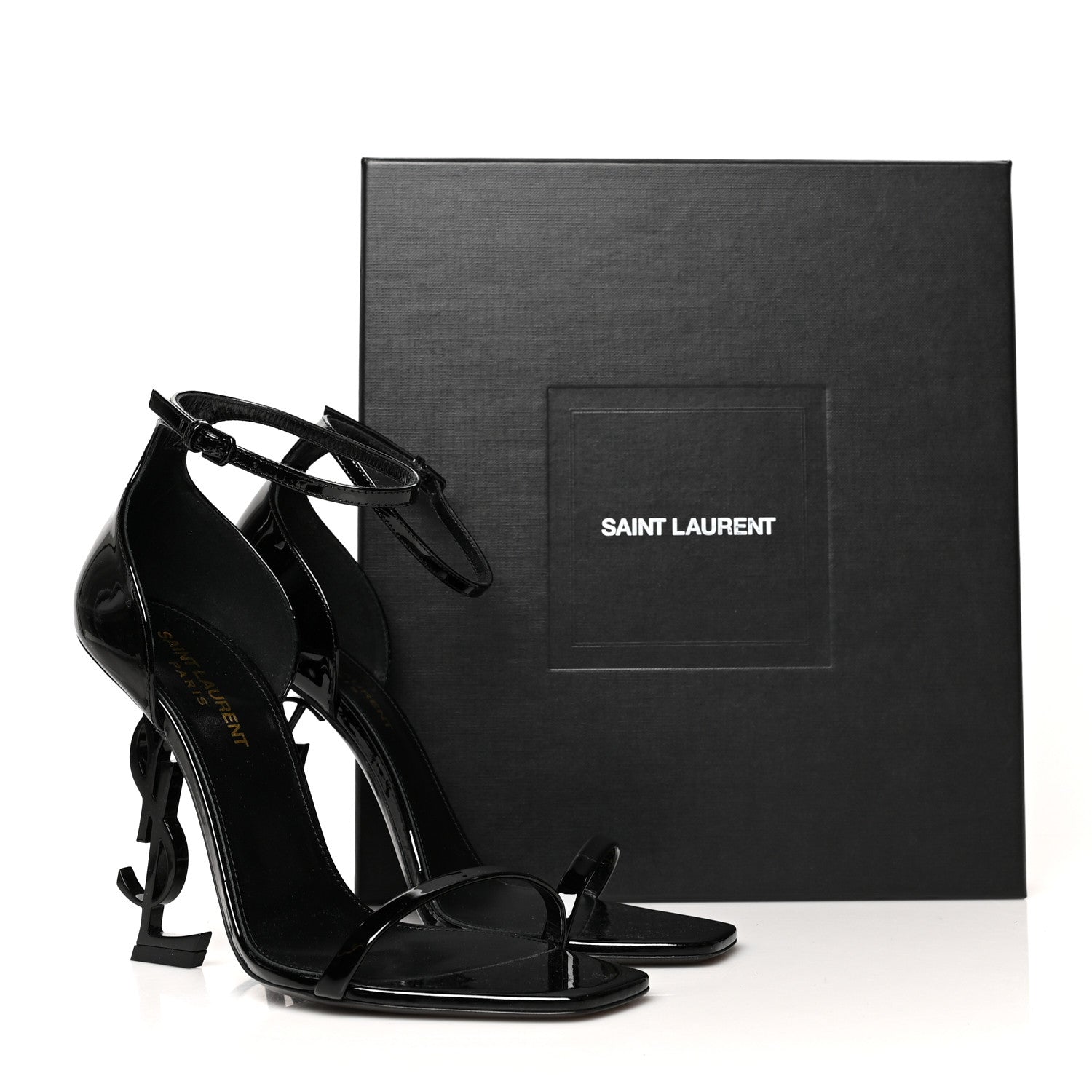 Saint Laurent Patent Calfskin Opyum 110 Sandals 38.5 Black 8 of 8