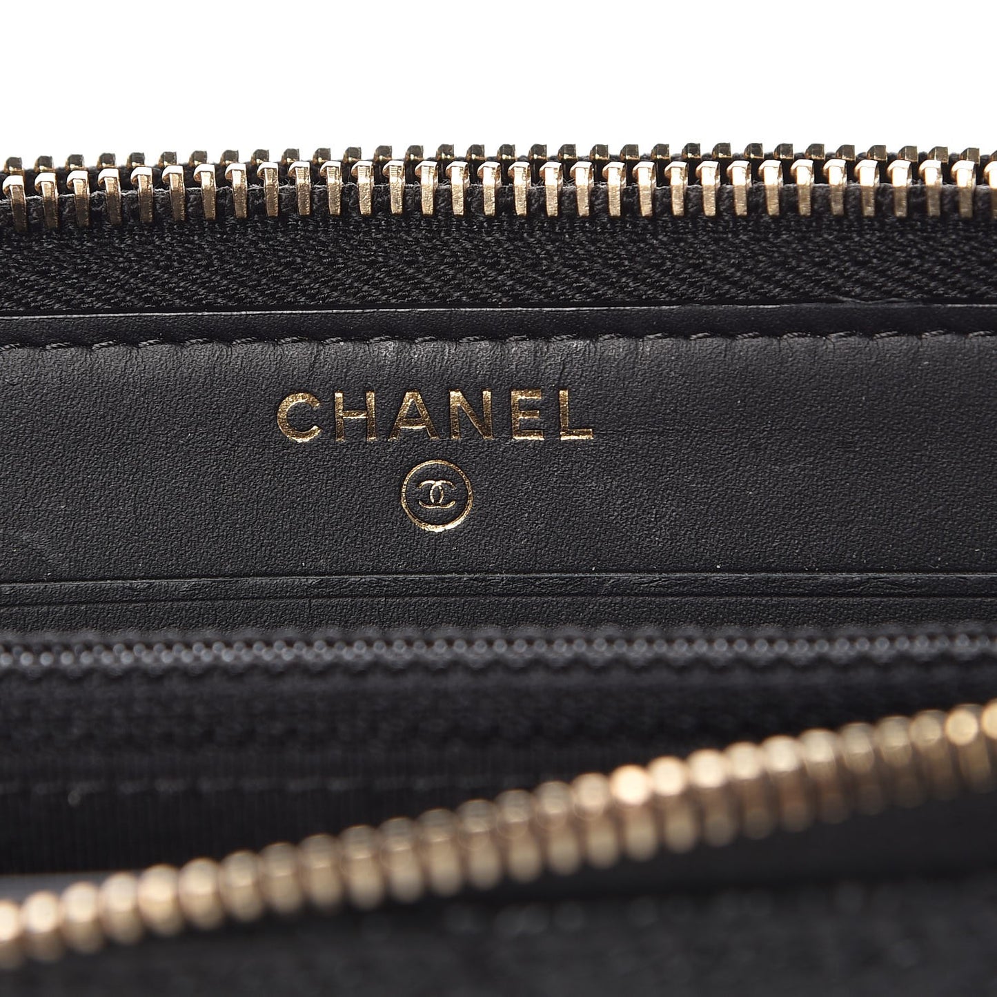Caviar Quilted Large Gusset Double Zip Around Wallet Black