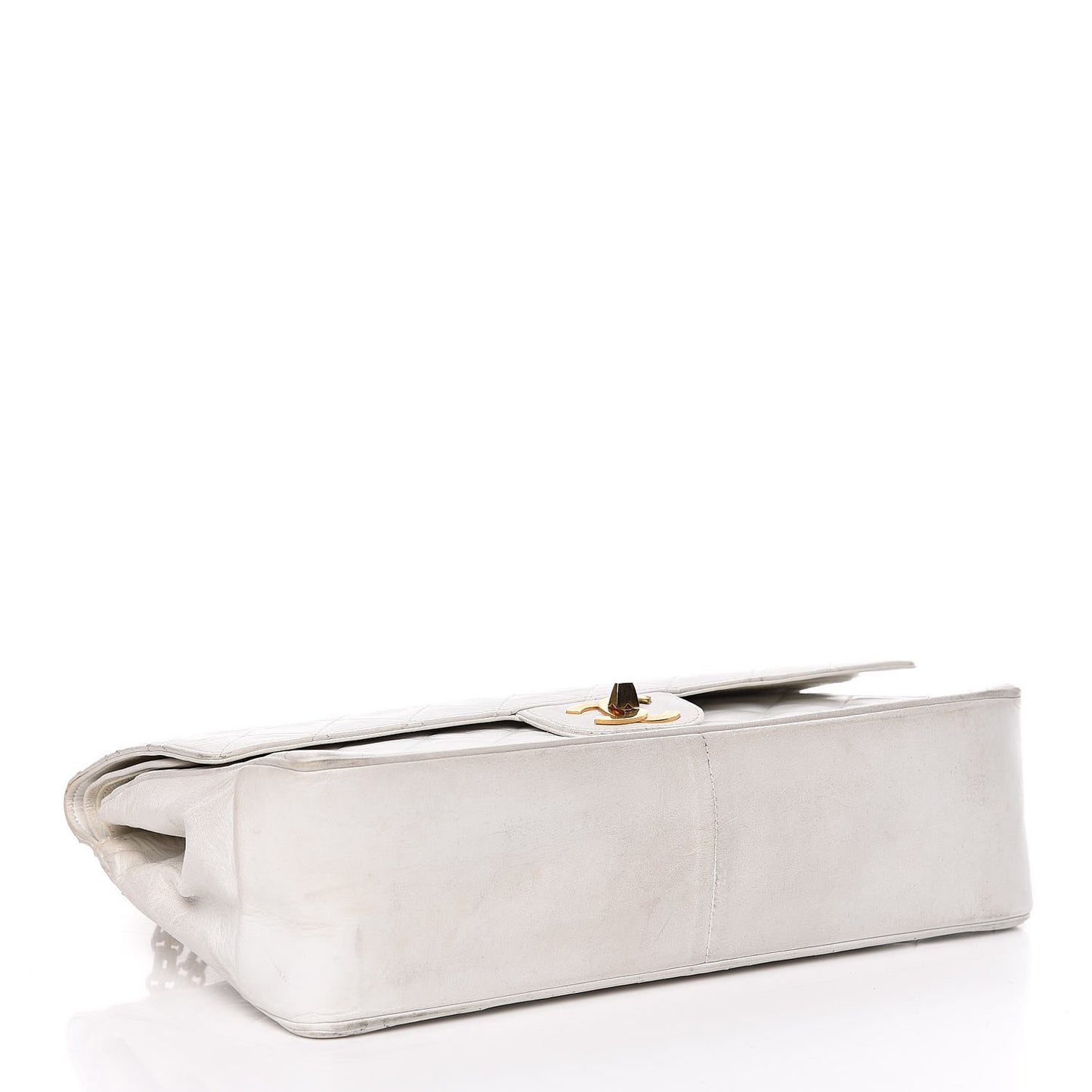 Lambskin Quilted Medium Double Flap White